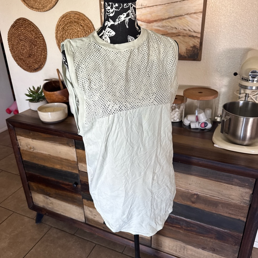 Varley Mint Green Sleeveless Mesh-Yoke Tank